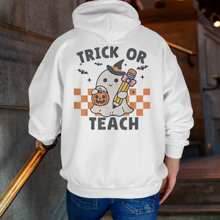 Trick Or Teach Teacher Men Zip Up Hoodie Back Print, funny gift