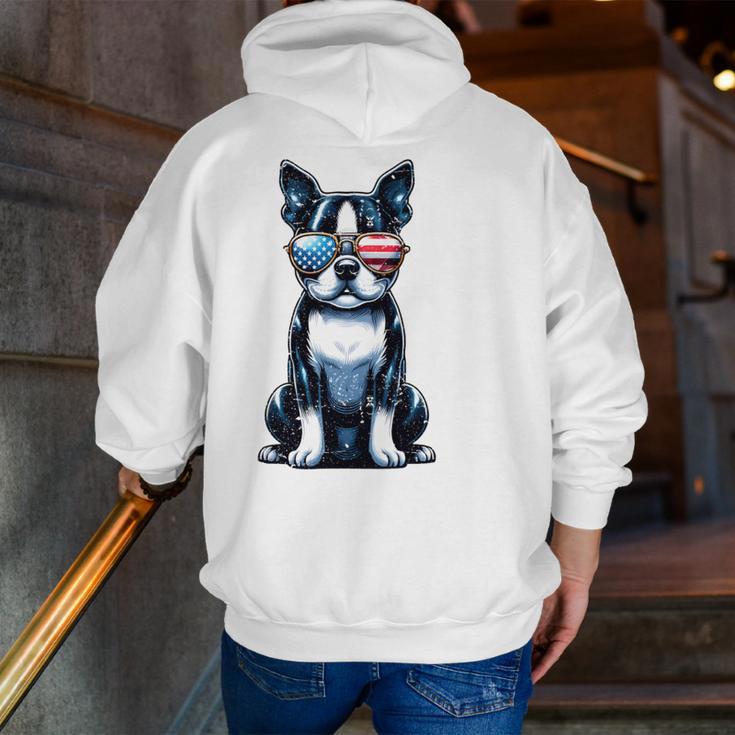 USA Flag Boston Terrier Best Dog Mom Ever 2025 Men Zip Up Hoodie Back Print, Boston Terrier Mom Hoodies, funny gift