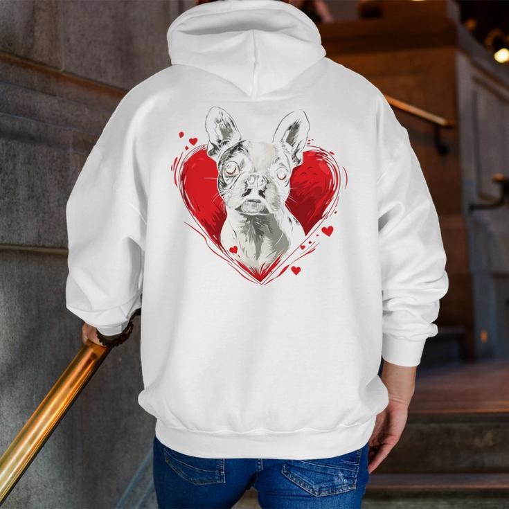 Valentine's Day Boston Terrier Dog Men Zip Up Hoodie Back Print, funny gift