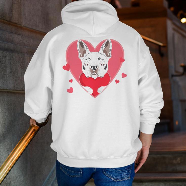 Valentine's Day Boston Terrier Heart Men Zip Up Hoodie Back Print, funny gift