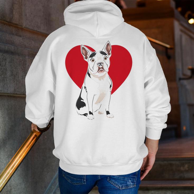 Valentine's Day Boston Terrier Lover Men Zip Up Hoodie Back Print, funny gift