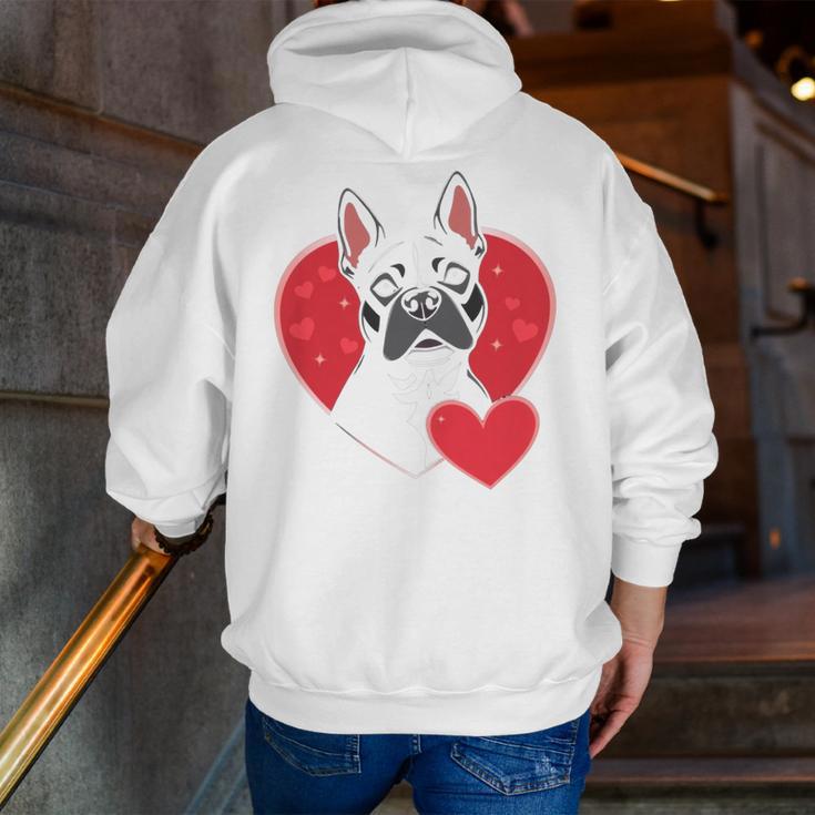 Valentine's Day Boston Terrier Men Zip Up Hoodie Back Print, funny gift