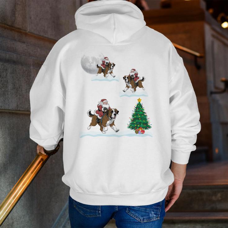 Xmas Lighting Tree Santa Riding Boston Terrier Christmas Men Zip Up Hoodie Back Print, Boston Terrier Riding Hoodies, Boston Terrier Christmas Hoodies, funny gift