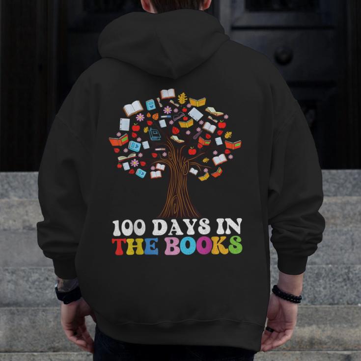 100 Days In The Books Reading Teacher 100th Day Of School Men Zip Up Hoodie Back Print, funny design 100 Days In The Books Reading Teacher 100th Day Of School Men Zip Up Hoodie Back Print, funny design