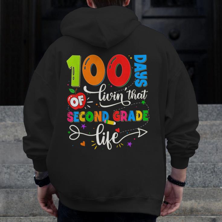 100 Days Of Living That 2nd Grade Life Boy Girl Teacher Men Zip Up Hoodie Back Print, 2nd Grade Teacher Gifts, funny design 100 Days Of Living That 2nd Grade Life Boy Girl Teacher Men Zip Up Hoodie Back Print, 2nd Grade Teacher Gifts, funny design