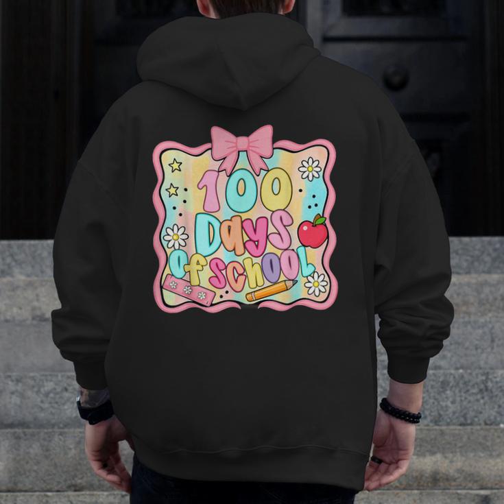 100 Days Of School Preppy 100th Day Of School Teacher Kids Men Zip Up Hoodie Back Print, funny design