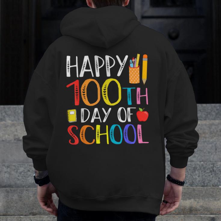 100 Days Of School Teacher And Student Men Zip Up Hoodie Back Print, funny design