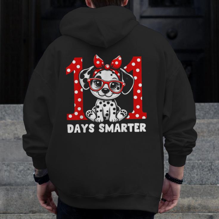 100 Days Smarter 101st Day School Dalmatian Dog Teacher Kids Men Zip Up Hoodie Back Print, funny design