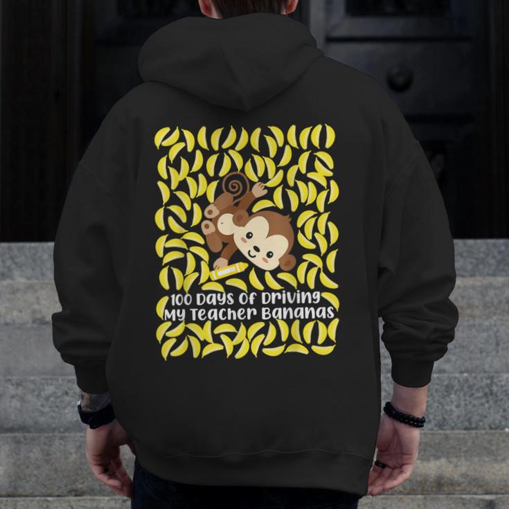 100th Day Of School Teacher Monkey Pun Banana For Men Women Girls Kids Men Zip Up Hoodie Back Print, funny design