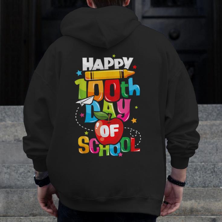 100th Day Of School Teachers Kids Child Happy 100 Days Men Zip Up Hoodie Back Print, funny design