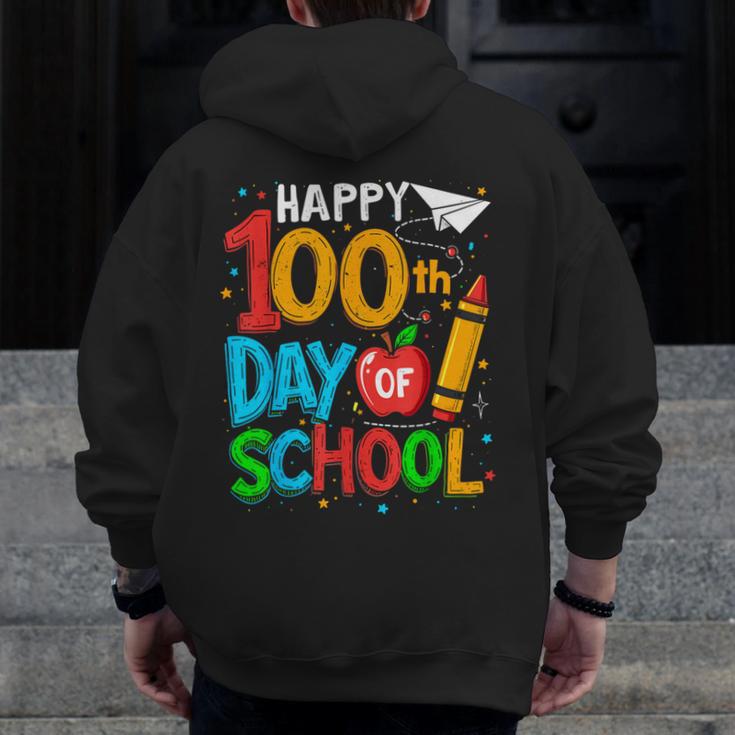 100th Day Of School Teachers Kids Happy 100 Days Men Zip Up Hoodie Back Print, funny design