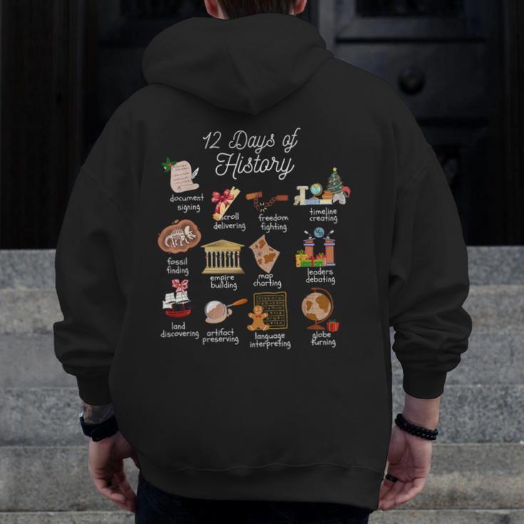 12 Day Of History Teacher Christmas Social Studies Student Men Zip Up Hoodie Back Print, History Teacher Gifts, funny design 12 Day Of History Teacher Christmas Social Studies Student Men Zip Up Hoodie Back Print, History Teacher Gifts, funny design
