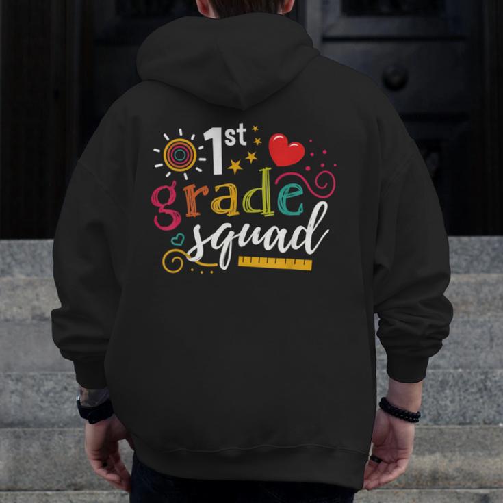 1st First Grade Squad Student Teacher Back To School Men Zip Up Hoodie Back Print, First Grade Teacher Gifts, funny design 1st First Grade Squad Student Teacher Back To School Men Zip Up Hoodie Back Print, First Grade Teacher Gifts, funny design