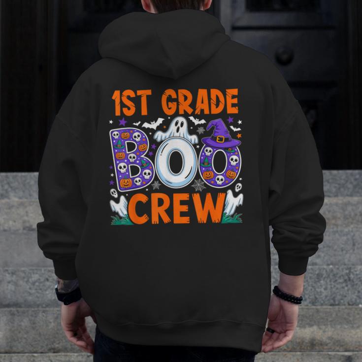 1st Grade Boo Crew First Grade Teacher Kids Happy Halloween Men Zip Up Hoodie Back Print, First Grade Teacher Gifts, funny design