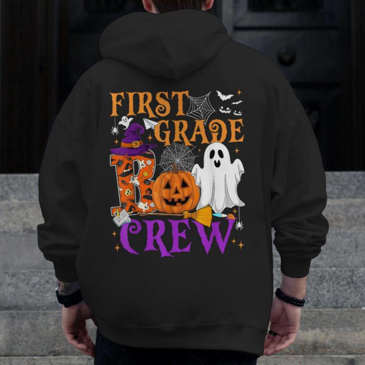 1st Grade Boo Crew Teacher Student Halloween Costume Men Zip Up Hoodie Back Print, funny design