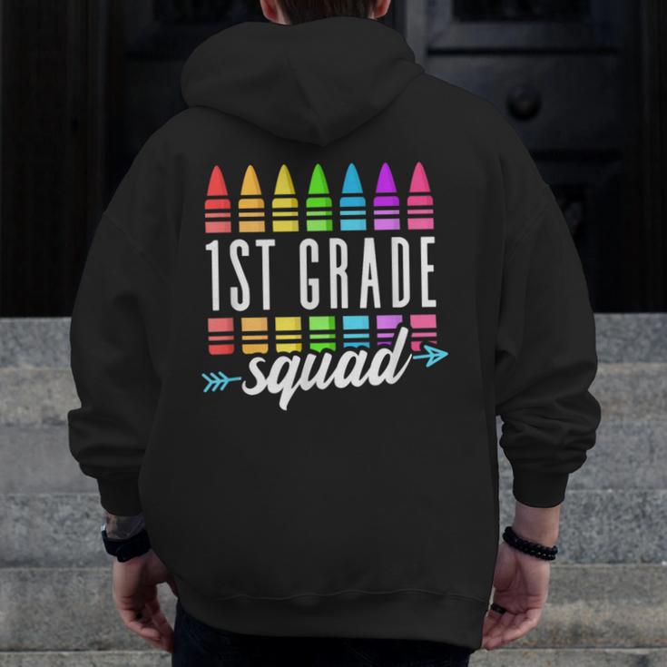 1st Grade Squad Back To School First Grade Teacher Boy Girl Men Zip Up Hoodie Back Print, First Grade Teacher Gifts, funny design