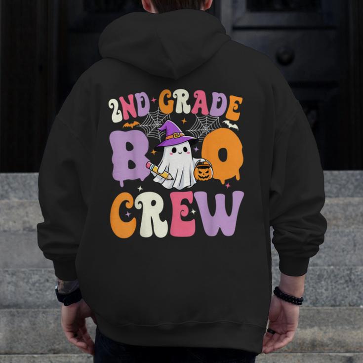 2nd Grade Boo Crew Spooky Second Grade Halloween Teacher Men Zip Up Hoodie Back Print, 2nd Grade Teacher Gifts, funny design