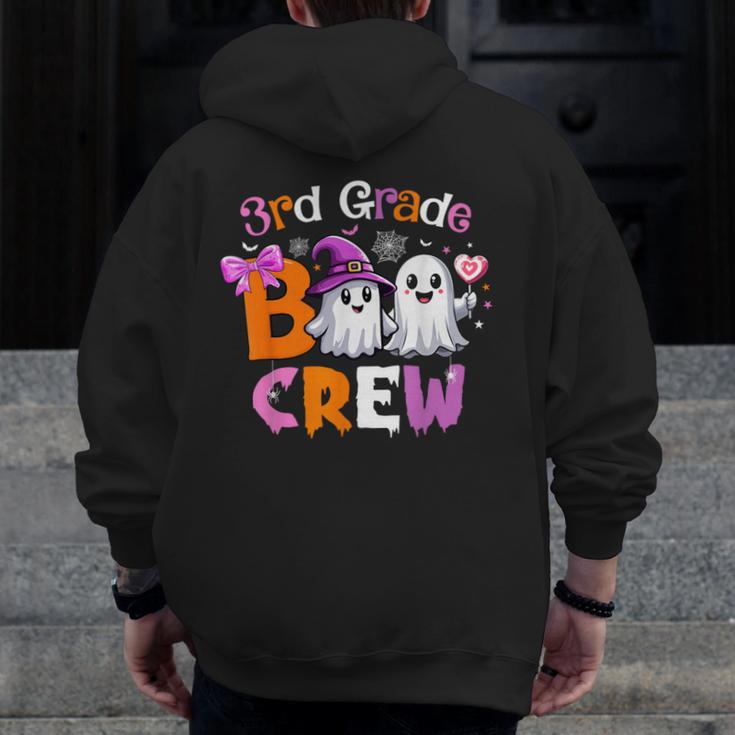 3rd Grade Boo Crew Third Grade Halloween Costume Teacher Kid Men Zip Up Hoodie Back Print, funny design