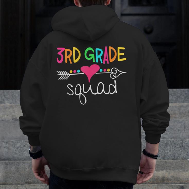 3rd Grade Squad Third Teacher Student Team Back To School Men Zip Up Hoodie Back Print, funny design