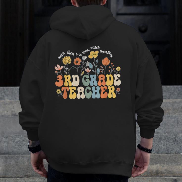 3rd Third Grade Teacher Appreciation Teaching Wildflowers Men Zip Up Hoodie Back Print, funny design 3rd Third Grade Teacher Appreciation Teaching Wildflowers Men Zip Up Hoodie Back Print, funny design