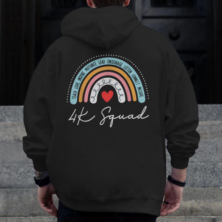 4K Squad Crew Team Teacher Kindergarten Kinder Elementary Men Zip Up Hoodie Back Print, funny design 4K Squad Crew Team Teacher Kindergarten Kinder Elementary Men Zip Up Hoodie Back Print, funny design