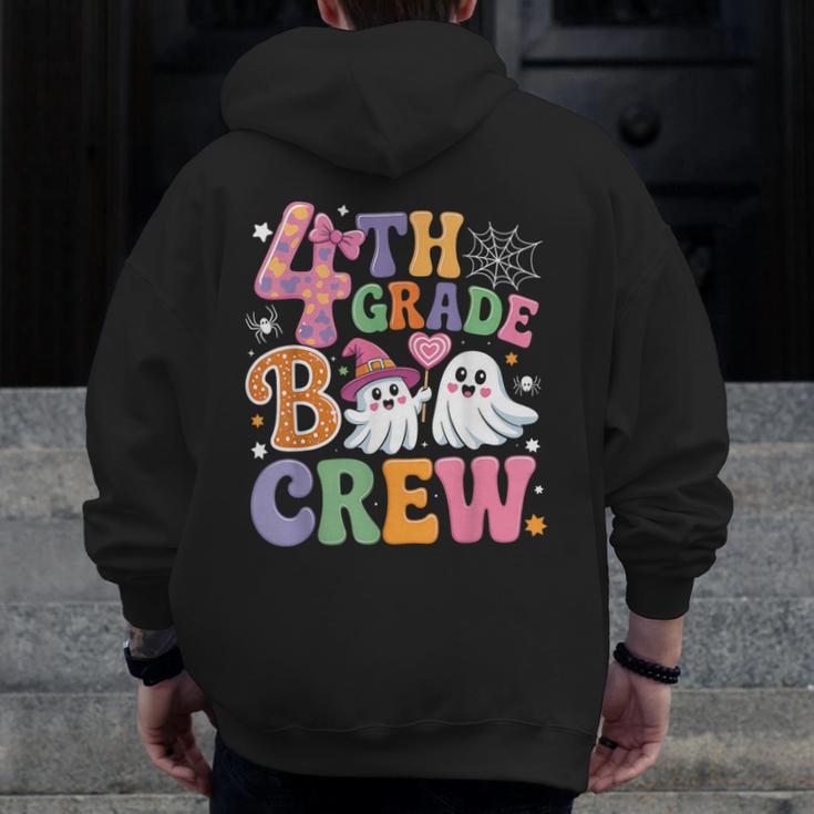 4th Grade Boo Crew Fourth Grade Teacher Kids Happy Halloween Men Zip Up Hoodie Back Print, 4th Grade Teacher Gifts, funny design