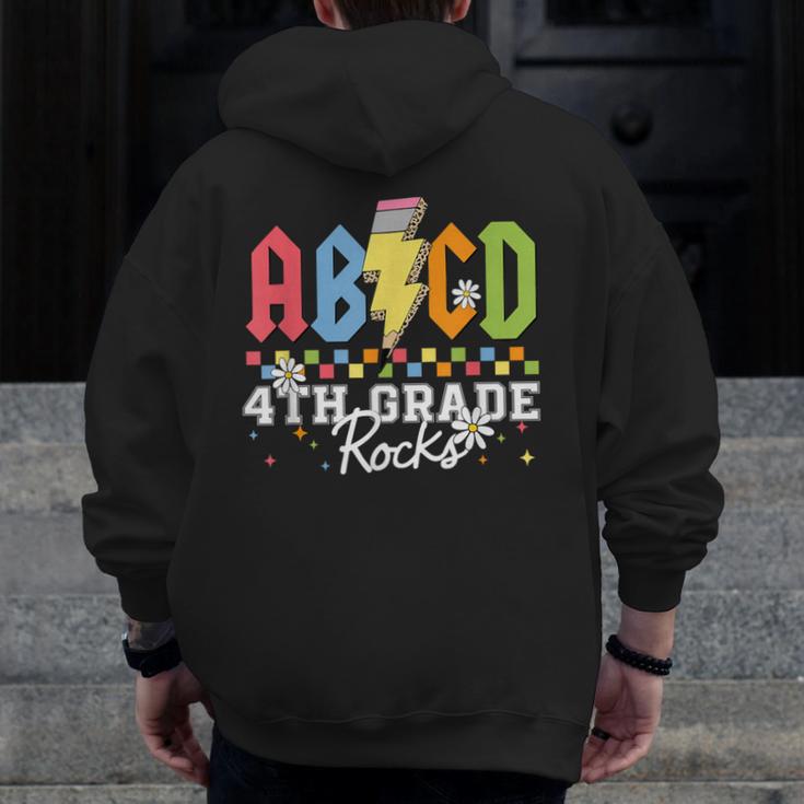 4th Grade Rocks ABCD Back To School Rock Teachers Men Zip Up Hoodie Back Print, funny design