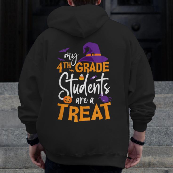 My 4th Grade Students Are a Treat Teacher Halloween Witch For Men Women Kids Men Zip Up Hoodie Back Print, 4th Grade Teacher Gifts, funny design My 4th Grade Students Are a Treat Teacher Halloween Witch For Men Women Kids Men Zip Up Hoodie Back Print, 4th Grade Teacher Gifts, funny design