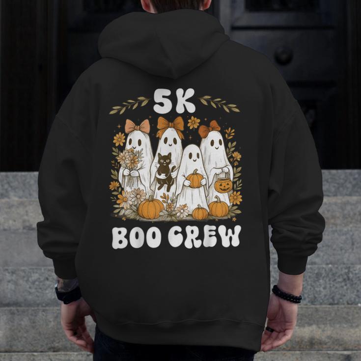5K Boo Crew Halloween Teacher K5 Floral Ghost Trick Or Teach Men Zip Up Hoodie Back Print, funny design