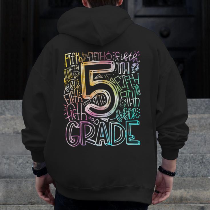 5th Grade Typography Team Fifth Grade Teacher Back To School Men Zip Up Hoodie Back Print, funny design
