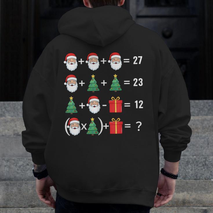67 Santa Tree Math Teacher Christmas Xmas Humor Men Zip Up Hoodie Back Print, funny design