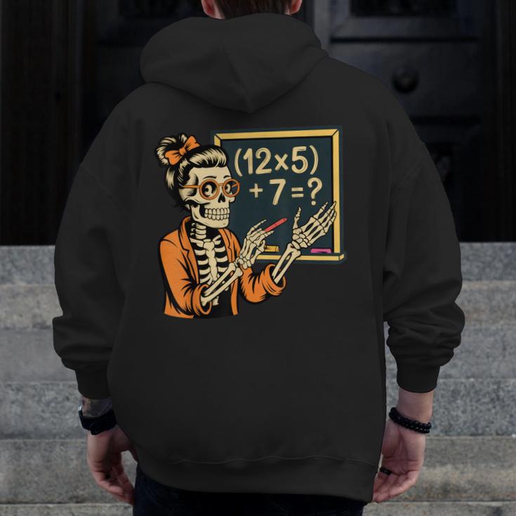67 Teacher Halloween Skeleton Men Zip Up Hoodie Back Print, funny design