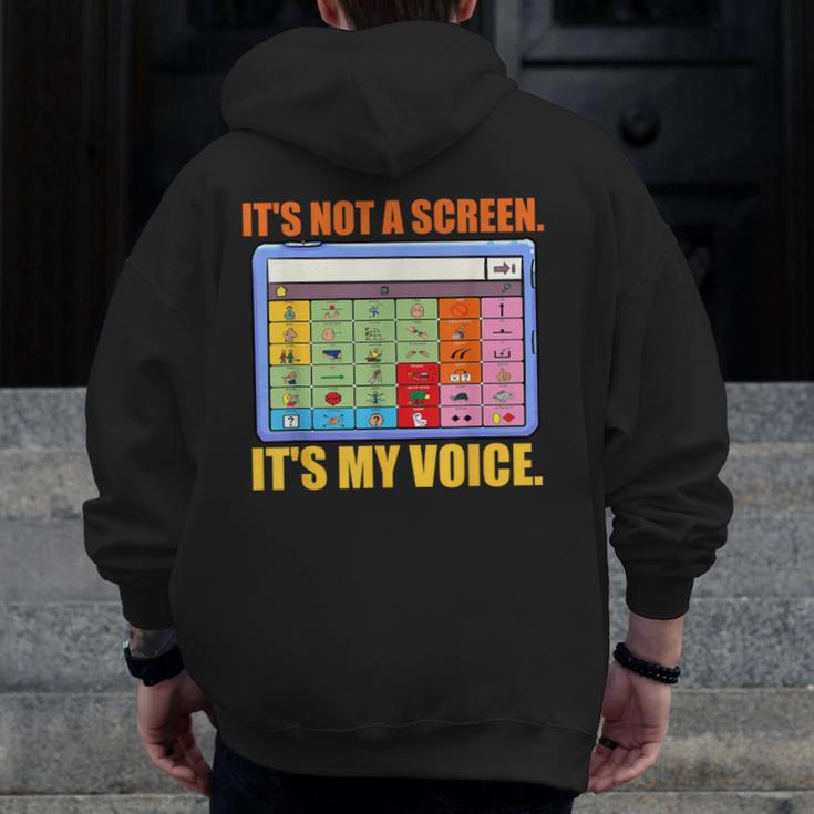 AAC Awareness AAC Teacher It's Not A Screen It's My Voice Men Women Men Zip Up Hoodie Back Print, funny design AAC Awareness AAC Teacher It's Not A Screen It's My Voice Men Women Men Zip Up Hoodie Back Print, funny design