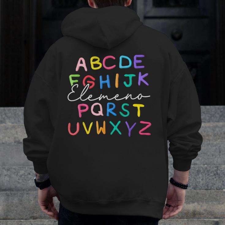 ABC Elemeno Kindergarten Teacher Boy Girl Kid Back To School Men Zip Up Hoodie Back Print, funny design ABC Elemeno Kindergarten Teacher Boy Girl Kid Back To School Men Zip Up Hoodie Back Print, funny design