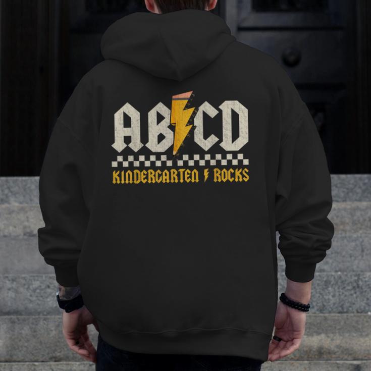 ABCD Kindergarten Rocks Pencil Lightning Students Teachers Men Zip Up Hoodie Back Print, funny design