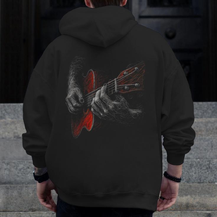 Acoustic Guitar Player Shirt Vintage Music Teacher Guitarist Men Zip Up Hoodie Back Print, funny design