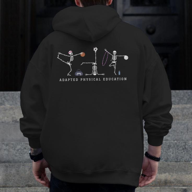 Adapted Physical Education Teacher Skeleton Sports Phys Ed Men Zip Up Hoodie Back Print, funny design