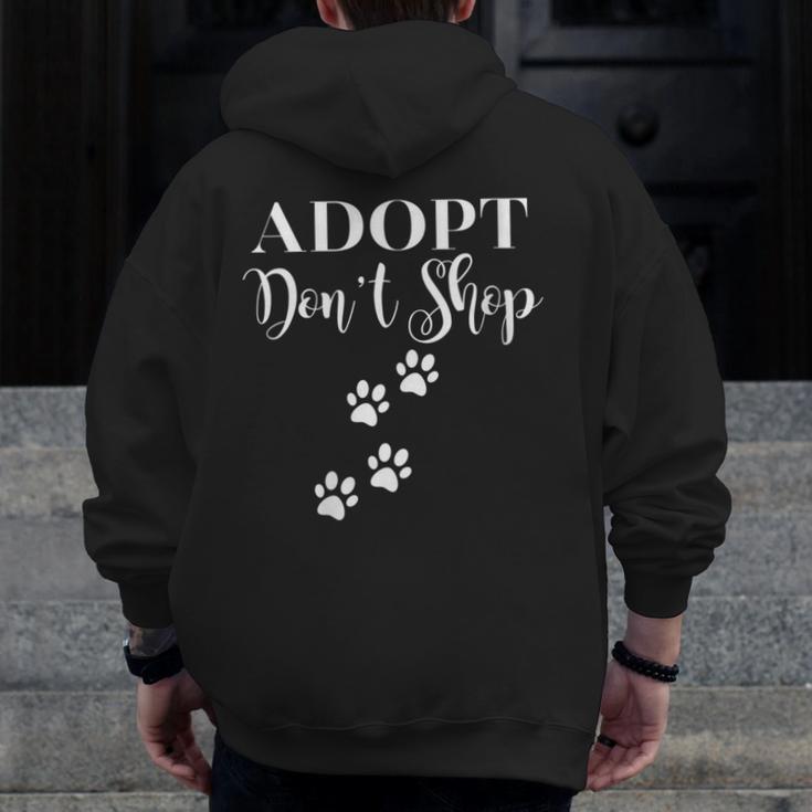 Adopt Animals Don't Shop For Them Men Zip Up Hoodie Back Print, funny design