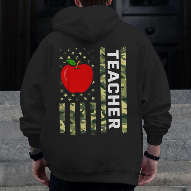 American Flag Camouflage Teacher Patriotic 4th Of July Men Zip Up Hoodie Back Print, funny design American Flag Camouflage Teacher Patriotic 4th Of July Men Zip Up Hoodie Back Print, funny design