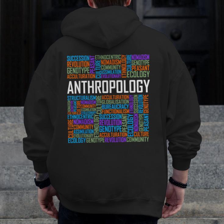 Anthropology Words Anthropologist Teacher Men Zip Up Hoodie Back Print, funny design Anthropology Words Anthropologist Teacher Men Zip Up Hoodie Back Print, funny design