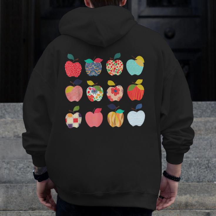 Art Apples Back To School For Teacher Student Men Zip Up Hoodie Back Print, funny design