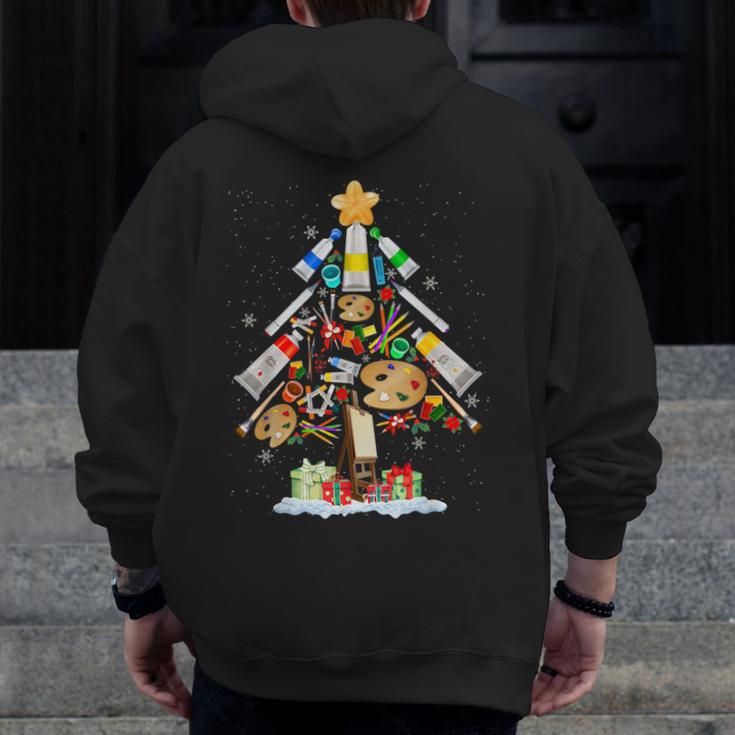 Art Christmas Tree Merry Christmas Artist Art Teacher Men Zip Up Hoodie Back Print, funny design Art Christmas Tree Merry Christmas Artist Art Teacher Men Zip Up Hoodie Back Print, funny design