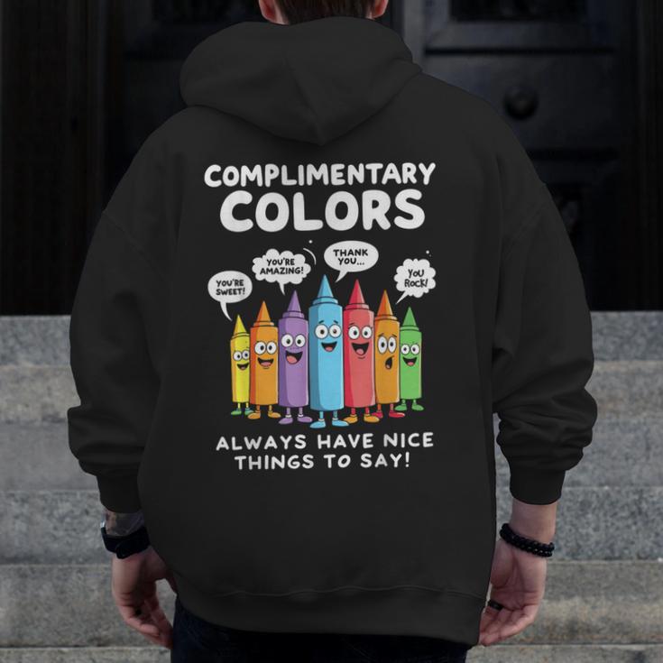 Art Teacher COMPLIMENTARY Colors Always Have Things To Say Men Zip Up Hoodie Back Print, funny design Art Teacher COMPLIMENTARY Colors Always Have Things To Say Men Zip Up Hoodie Back Print, funny design