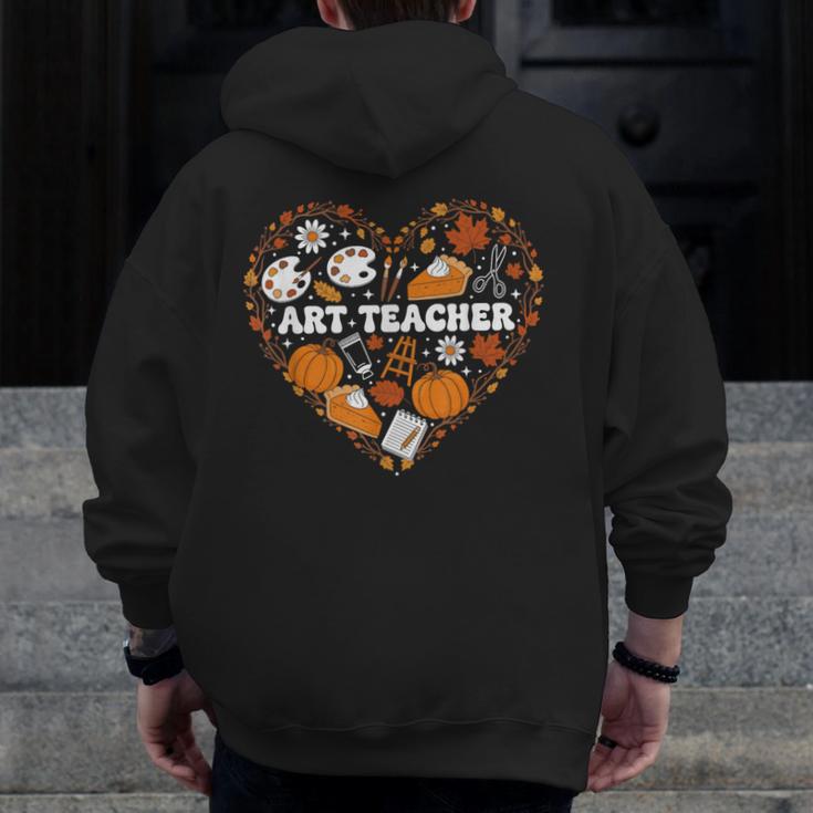 Art Teacher Heart Autumn Thanksgiving Kids Men Zip Up Hoodie Back Print, funny design Art Teacher Heart Autumn Thanksgiving Kids Men Zip Up Hoodie Back Print, funny design