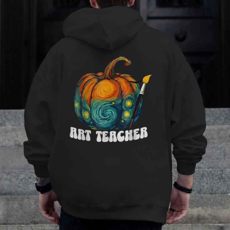 Art Teacher Pumpkin Halloween Night Men Women Men Zip Up Hoodie Back Print, funny design