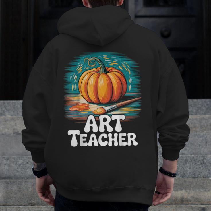 Art Teacher Pumpkin Painting Halloween Costume Men Zip Up Hoodie Back Print, funny design Art Teacher Pumpkin Painting Halloween Costume Men Zip Up Hoodie Back Print, funny design