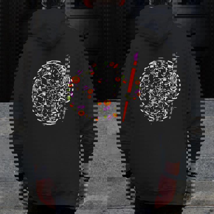 Art Teacher Pumpkin Scary Halloween Costume Men Women Men Zip Up Hoodie Back Print, funny design