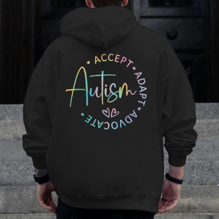 Autism Awareness Accept Adapt Advocate Autism Mom Teacher Men Zip Up Hoodie Back Print, Couple Gifts, funny design Autism Awareness Accept Adapt Advocate Autism Mom Teacher Men Zip Up Hoodie Back Print, Couple Gifts, funny design