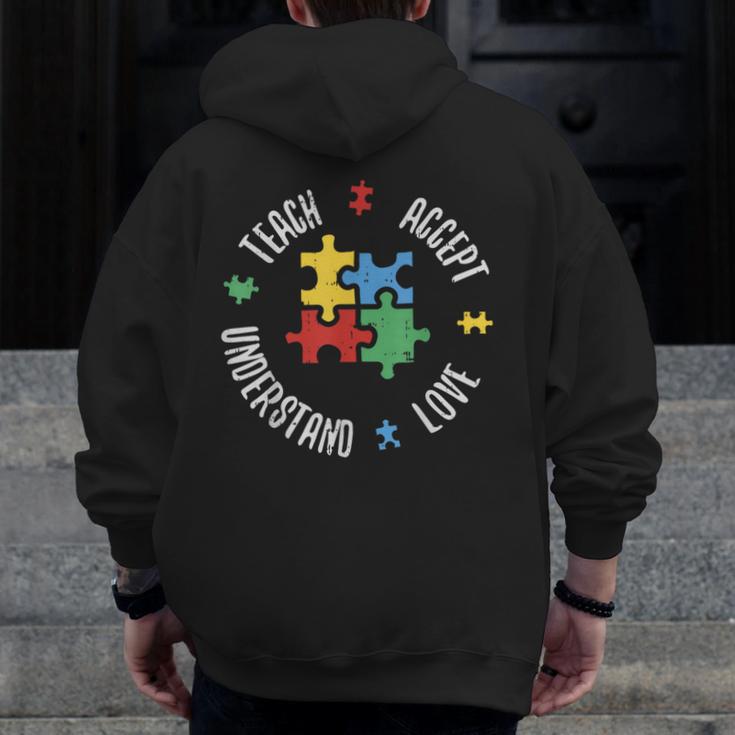 Autism Awareness Teacher Shirt Teach Accept Understand Love Men Zip Up Hoodie Back Print, funny design Autism Awareness Teacher Shirt Teach Accept Understand Love Men Zip Up Hoodie Back Print, funny design