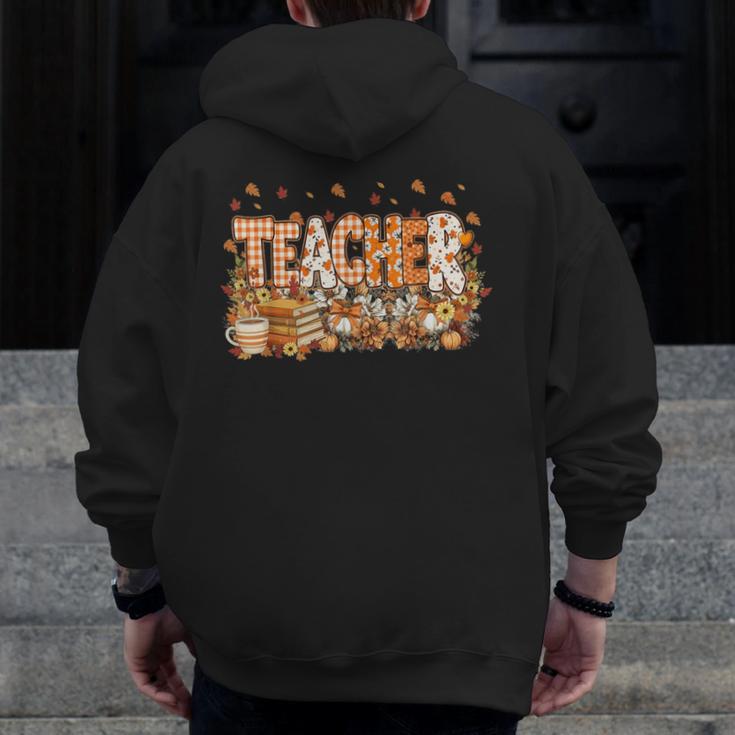 Autumn Pumpkin Thanksgiving Coffee Floral Teacher Fall Men Zip Up Hoodie Back Print, funny design Autumn Pumpkin Thanksgiving Coffee Floral Teacher Fall Men Zip Up Hoodie Back Print, funny design
